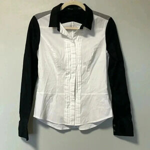 Karen Millen white  black button down shirt